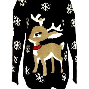 Festive Reindeer Sweater with Snowflakes